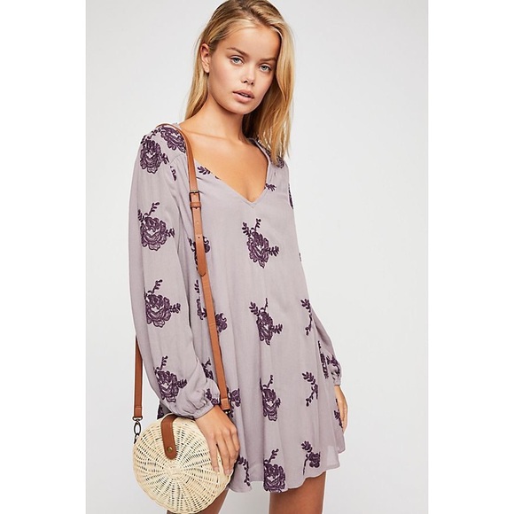 Free People Austin Embroidered Dress in Elderberry - Picture 9 of 12